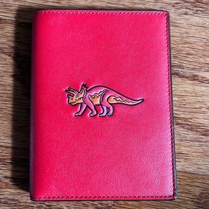 Rare Excellent Coach Beast Red Triceratops Passport Wallet